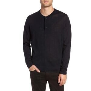 Vince Size L 100% Wool Henley Long Sleeve Shirt Sweater In Coastal Blue NWT $265